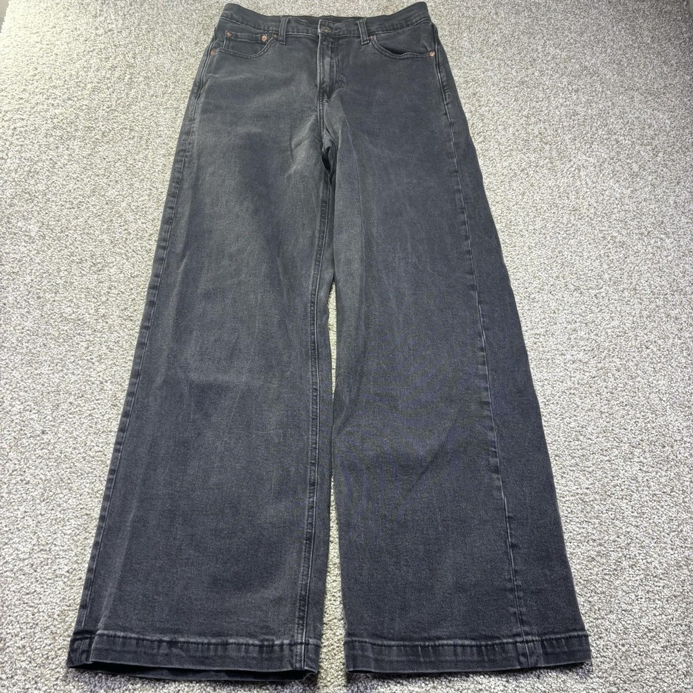 Gap Wide Leg Jeans Womens 30x30 Gray Charcoal Wash Regular Stretch Denim Pants